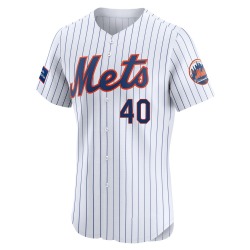 Austin Slater New York Mets Men's Elite Home Patch Jersey - White