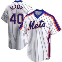 Austin Slater New York Mets Men's Replica Home Cooperstown Collection Jersey - White