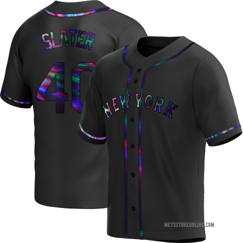 Austin Slater New York Mets Youth Replica Alternate Jersey - Black Holographic