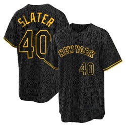 Austin Slater New York Mets Youth Replica Snake Skin City Jersey - Black