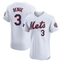 Carson Benge New York Mets Men's Elite Home Patch Jersey - White