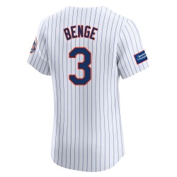 Carson Benge New York Mets Men's Elite Home Patch Jersey - White