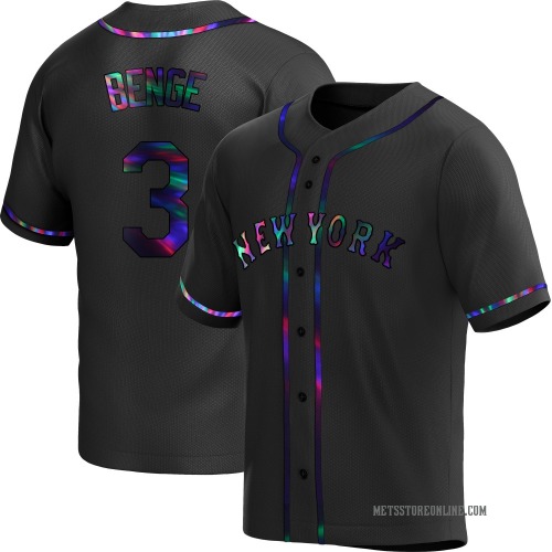 Carson Benge New York Mets Men's Replica Alternate Jersey - Black Holographic