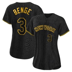 Carson Benge New York Mets Women's Authentic Snake Skin City Jersey - Black
