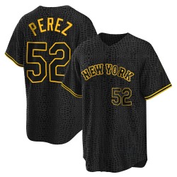 Cionel Perez New York Mets Men's Replica Snake Skin City Jersey - Black