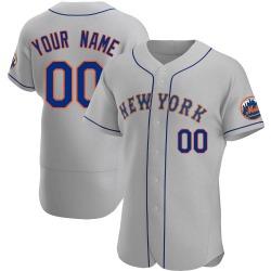 Custom New York Mets Men's Authentic Road Jersey - Gray