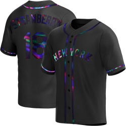 Darryl Strawberry New York Mets Youth Replica Alternate Jersey - Black Holographic