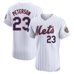 David Peterson New York Mets Men's Elite Home Patch Jersey - White