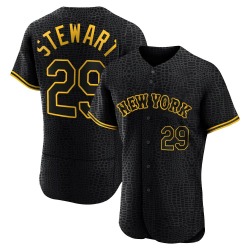DJ Stewart New York Mets Men's Authentic Snake Skin City Jersey - Black