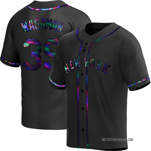 Eric Wagaman New York Mets Men's Replica Alternate Jersey - Black Holographic