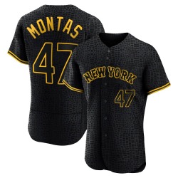 Frankie Montas New York Mets Men's Authentic Snake Skin City Jersey - Black