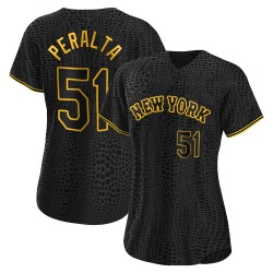 Freddy Peralta New York Mets Women's Authentic Snake Skin City Jersey - Black