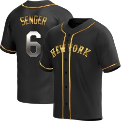 Hayden Senger New York Mets Men's Replica Alternate Jersey - Black Golden