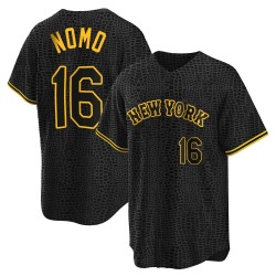 Hideo Nomo New York Mets Youth Replica Snake Skin City Jersey - Black