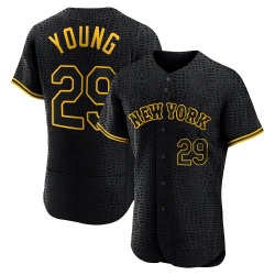 Jared Young New York Mets Men's Authentic Snake Skin City Jersey - Black