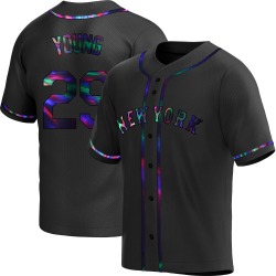 Jared Young New York Mets Men's Replica Alternate Jersey - Black Holographic