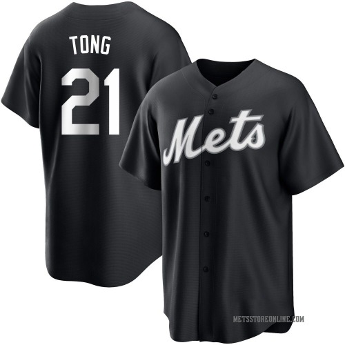 Jonah Tong New York Mets Men's Replica Black/ Jersey - White