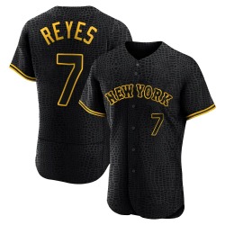 Jose Reyes New York Mets Men's Authentic Snake Skin City Jersey - Black