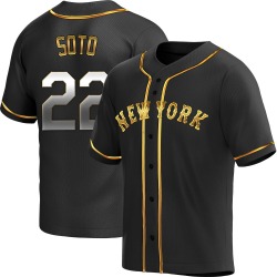 Juan Soto New York Mets Men's Replica Alternate Jersey - Black Golden