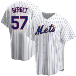 Kevin Herget New York Mets Youth Replica Home Jersey - White