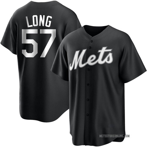Kevin Long New York Mets Men's Replica Black/ Jersey - White