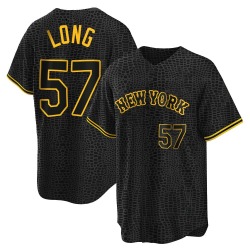 Kevin Long New York Mets Youth Replica Snake Skin City Jersey - Black