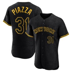 Mike Piazza New York Mets Men's Authentic Snake Skin City Jersey - Black