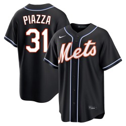 Mike Piazza New York Mets Men's Replica Fashion Out Jersey - Black