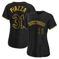 Mike Piazza New York Mets Women's Replica Snake Skin City Jersey - Black