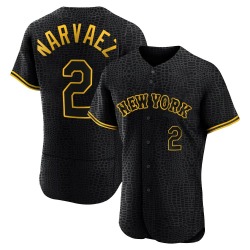 Omar Narvaez New York Mets Men's Authentic Snake Skin City Jersey - Black