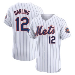 Ron Darling New York Mets Men's Elite Home Patch Jersey - White