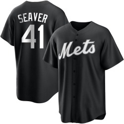 Tom Seaver New York Mets Men's Replica Black/ Jersey - White