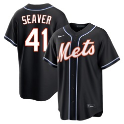Tom Seaver New York Mets Men's Replica Fashion Out Jersey - Black