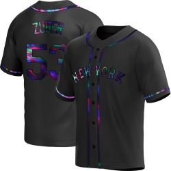 Tyler Zuber New York Mets Men's Replica Alternate Jersey - Black Holographic
