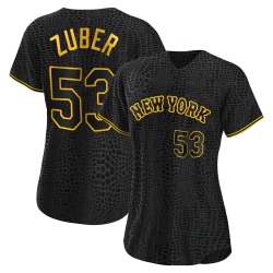 Tyler Zuber New York Mets Women's Replica Snake Skin City Jersey - Black