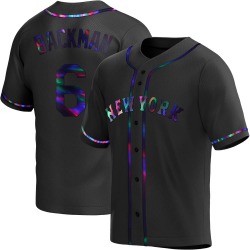 Wally Backman New York Mets Men's Replica Alternate Jersey - Black Holographic